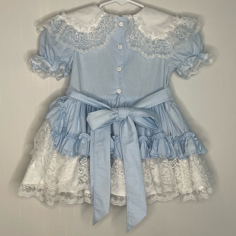 Lid'l Dolly's Ruffle Dress Full Circle Baby Blue Lace
Floral VTG Pageant Size 2T - Picture 8 of 16